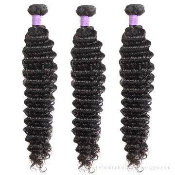 Factory price Double drawn 10A Unprocessed Virgin Deep Wave Curly Hair Weave Bundles Brazilian Human Hair Deep Wave Bundles
